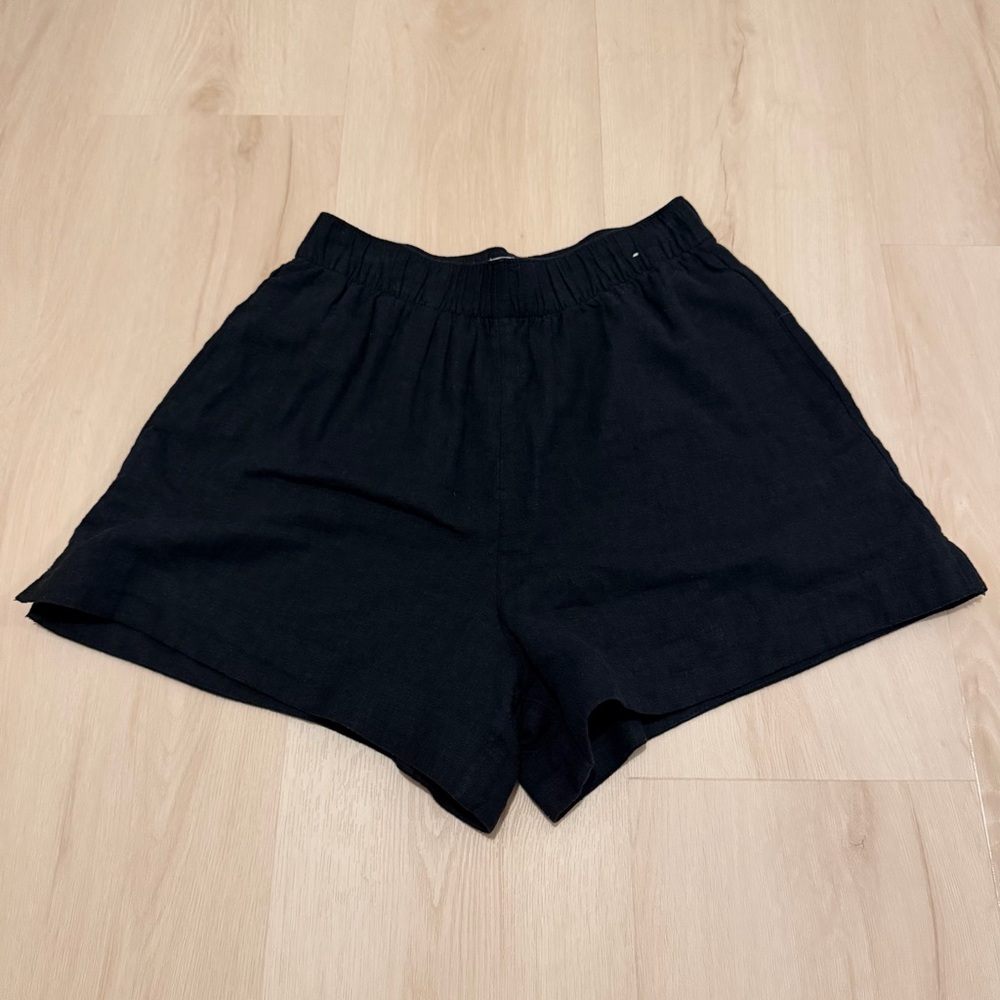 abercrombie & fitch black linen shorts